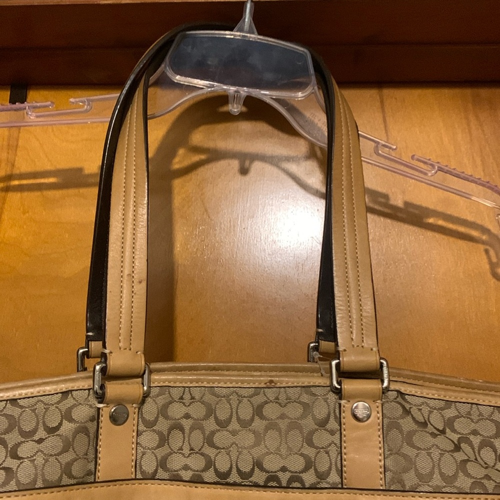 Coach Tan Double Strap Multi Pocket Tote Purse - Picture 5 of 15